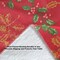 Red Golden Holly and Berry Christmas Vinyl Flannel Backed Tablecloth - Red Metallic Gold Holly Holiday Print Wipe Clean Easy Care Kitchen, Dining Room Tablecloth, 70” Round